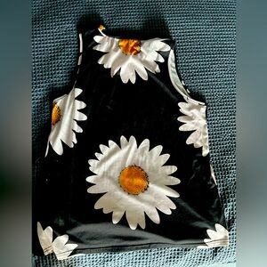 Soft Black Tank Top with Bright Daisies. Rarely worn. Like new.